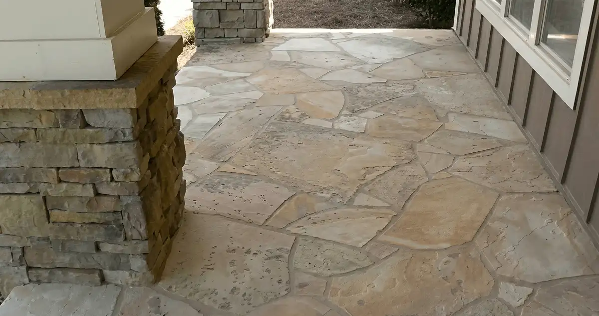 House entrance with professionally installed stone flooring in Syracuse NY